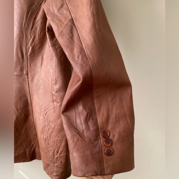 Scully VTG Genuine Leather Jacket Blazer Tan Cognac Sport Coat Lined Size 42 R - Picture 4 of 16